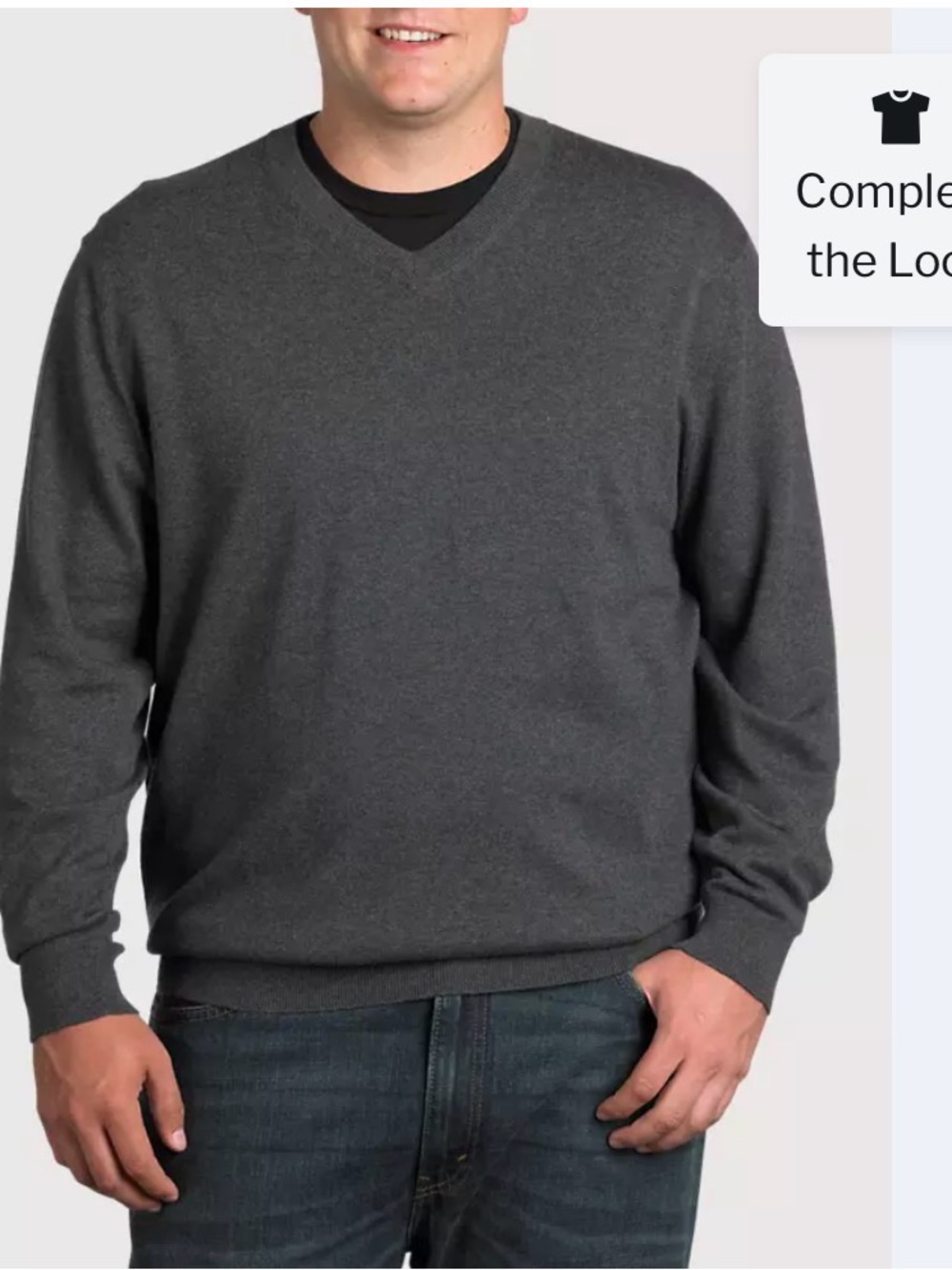 NWT Oak Hill Premium Cashmere Blend V-Neck Sweater Gray 4XL Big & Tall